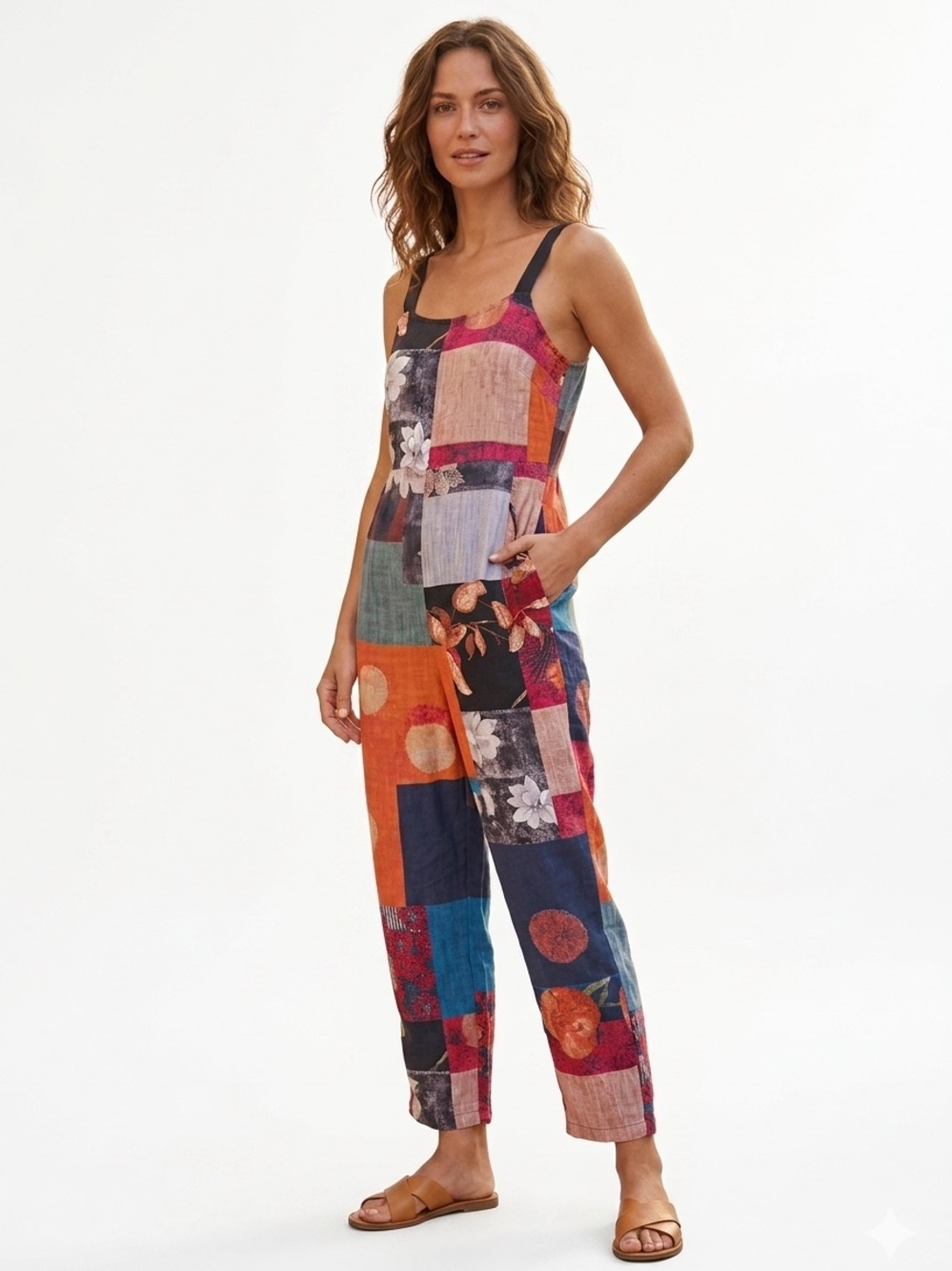 Multicolor Patchwork Floral Jumpsuit